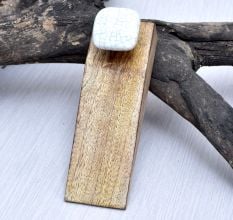 Handmade White Ceramic Wooden Door Stopper